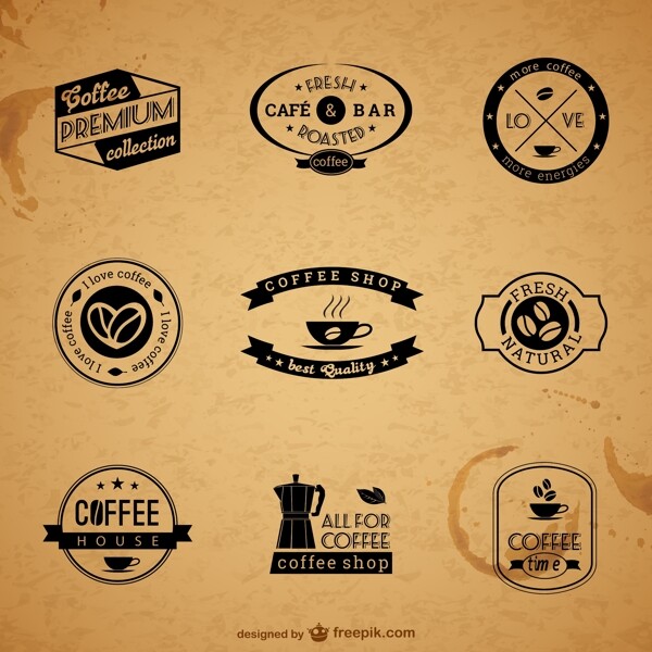 9款复古咖啡标签设计矢量素材图片