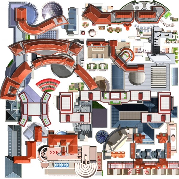 建筑平面屋顶素材图片