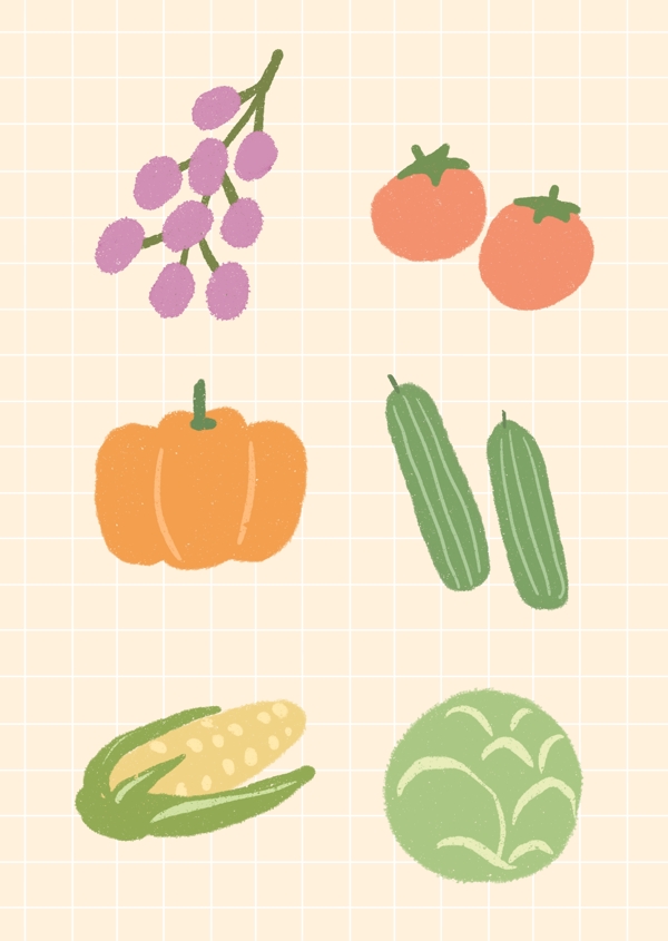 可爱卡通蔬菜水果插画