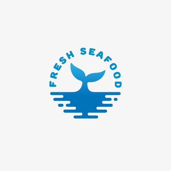 蓝色抽象海洋海鲜logo
