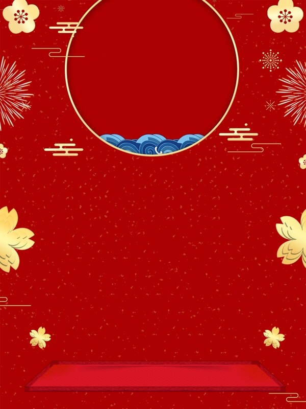 大气手绘春节红色背景设计