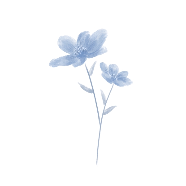 简约手绘蓝色小花