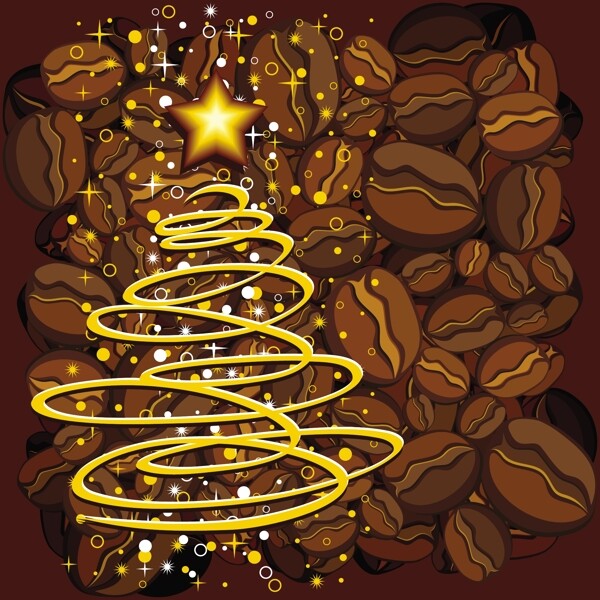 矢量咖啡元素圣诞树图片素材