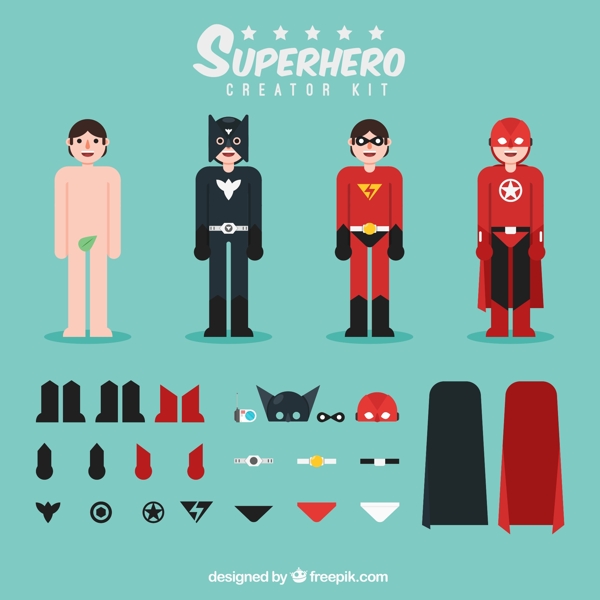 超级英雄搭配不同的衣服