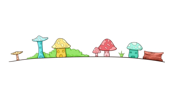 蘑菇小镇分割线插画