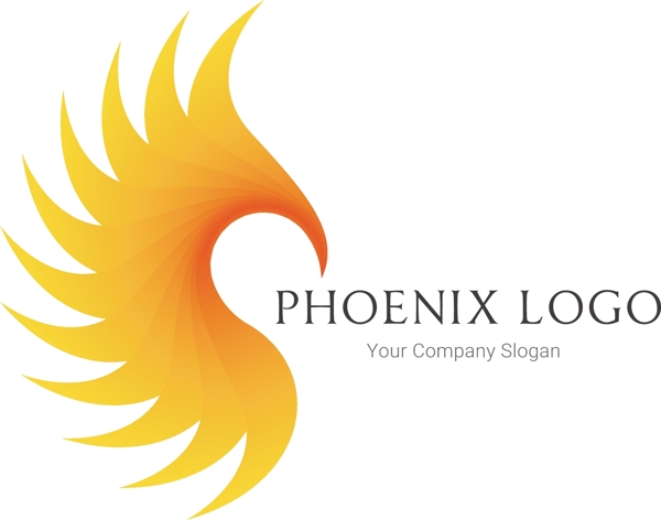 火焰色的抽象凤凰logo模板