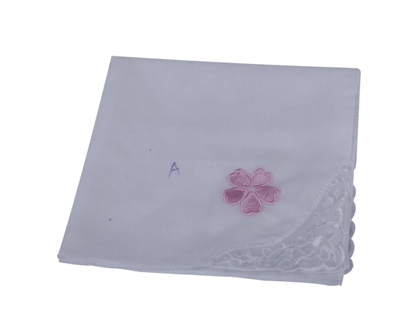 粉色花朵绣花蕾丝手帕