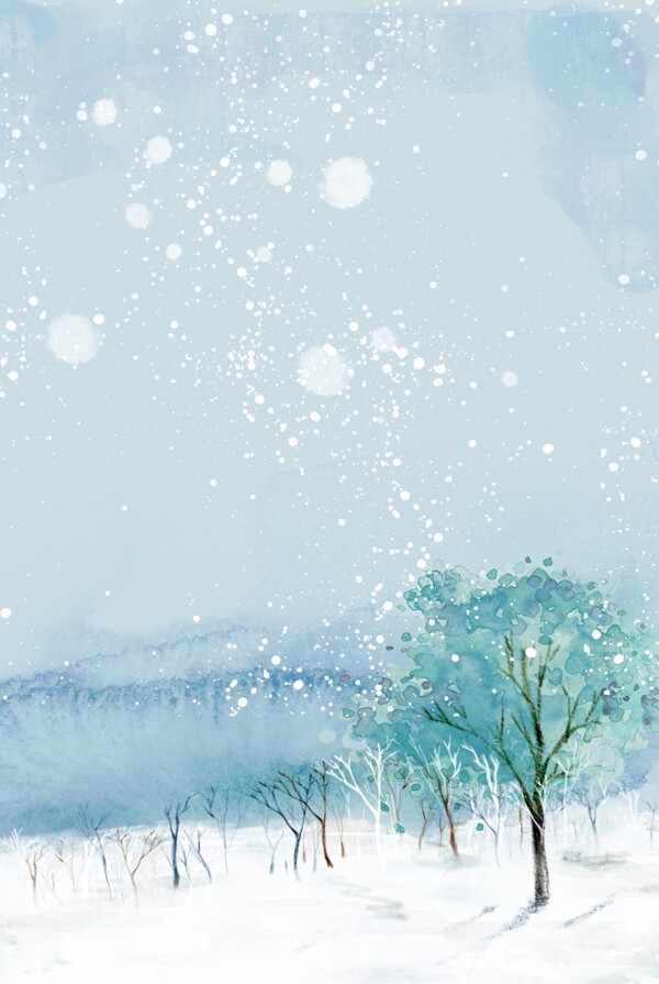 冬季大雪节气彩绘背景设计