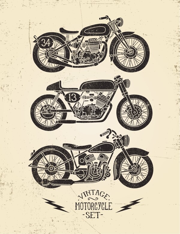 摩托车复古海报创意矢量图形02
