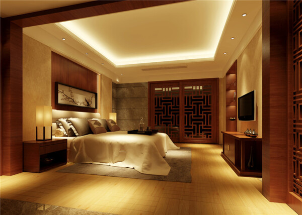 中式卧室模型设计素材