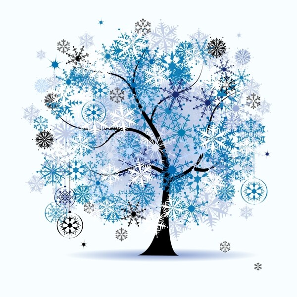 四季气息缤纷彩色树矢量素材