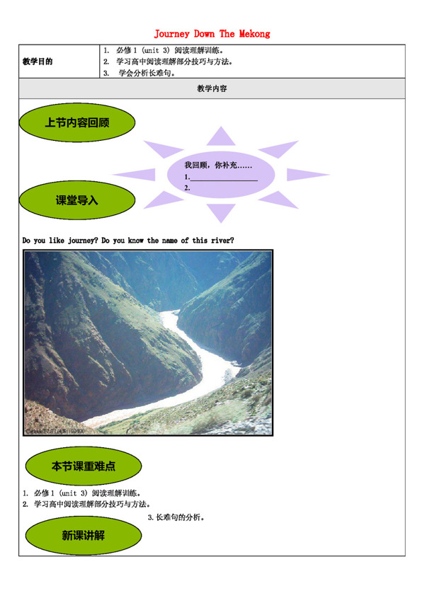 英语人教版高中英语Unit3Traveljourney阅读理解讲义