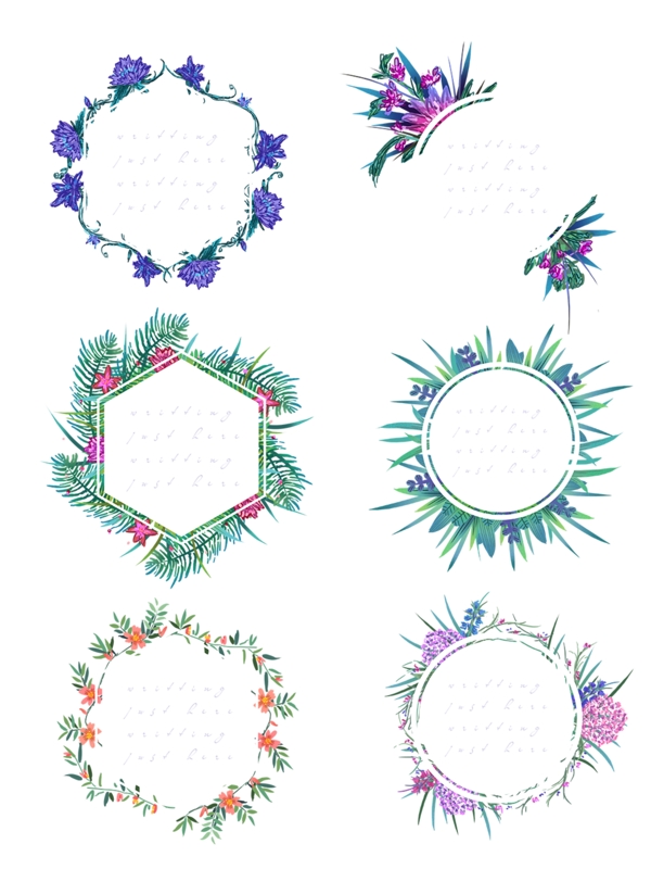 手绘花卉边框设计元素合集可商用元素
