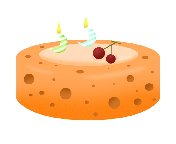 美味橙色生日蛋糕