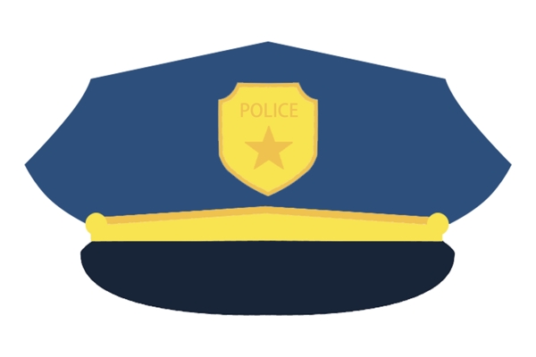 蓝色的警察帽子插画