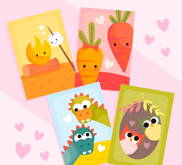 卡通动植物情侣卡片图片