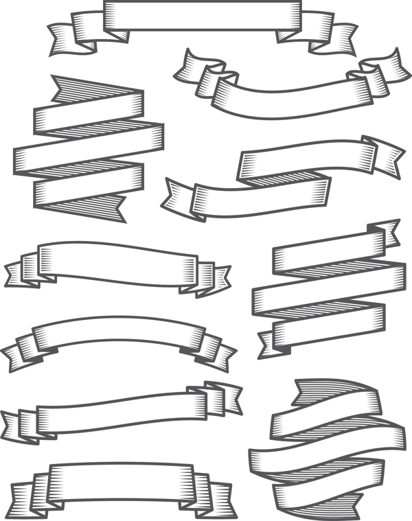 10款黑色丝带设计矢量素材.