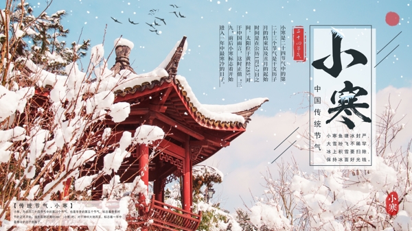 白色简约大气中国风小寒节气宣传展板