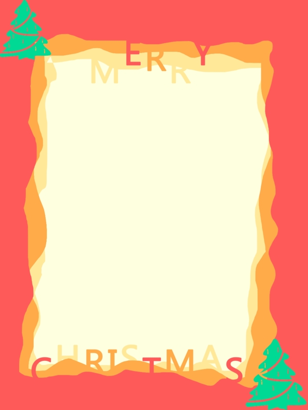 边框背景圣诞节红绿色圣诞树简约背景