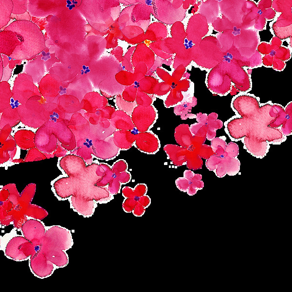手绘粉色樱花透明装饰素材