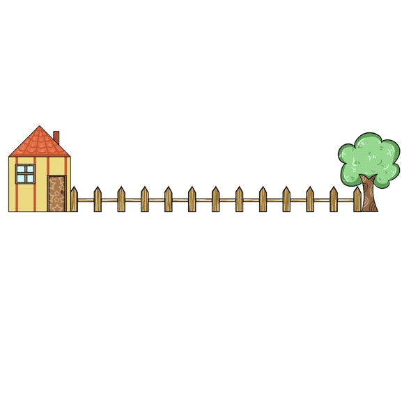 房屋栅栏树木分割线