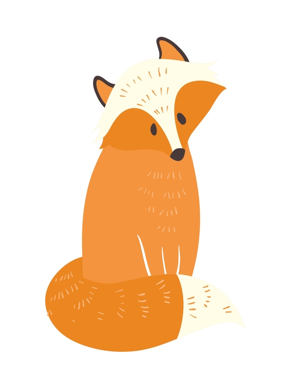 狐狸动物手绘扁平卡通