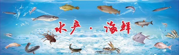 水产海鲜活鱼图板墙贴图片