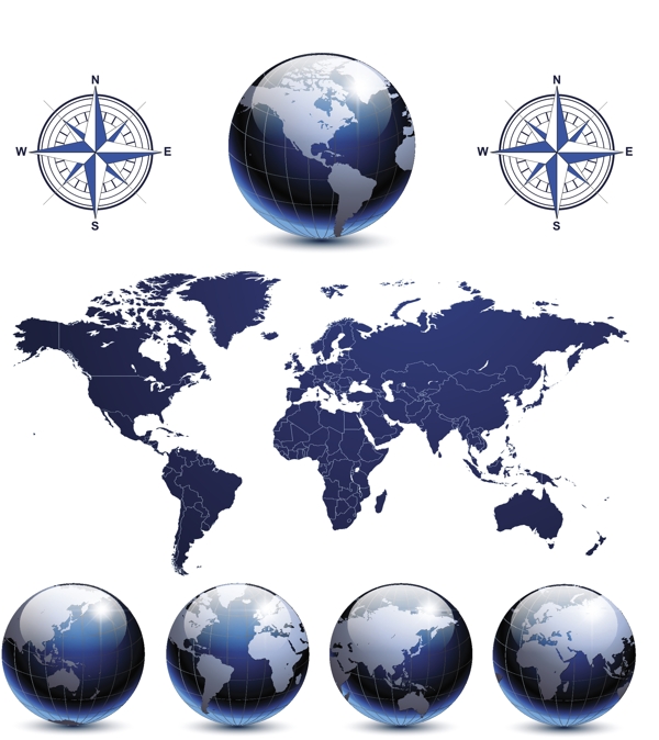 立体蓝色地球矢量素材图片