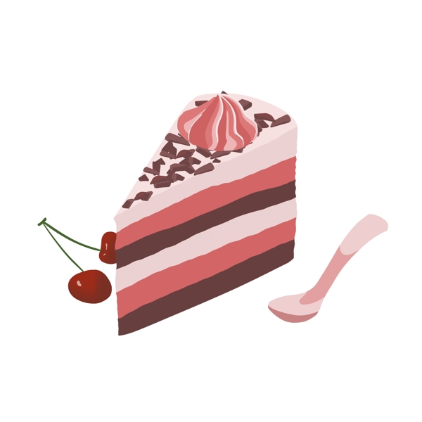 樱桃蛋糕手绘卡通素材