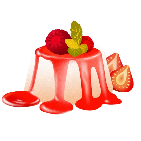 美味草莓布丁手绘设计