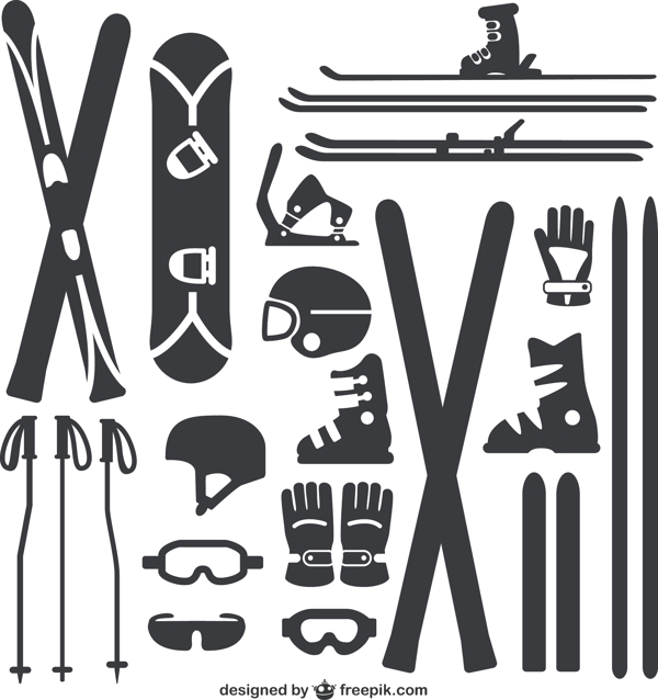 21款滑雪装备设计矢量素材.