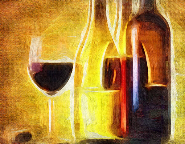 红酒油画抽象画装饰画图片