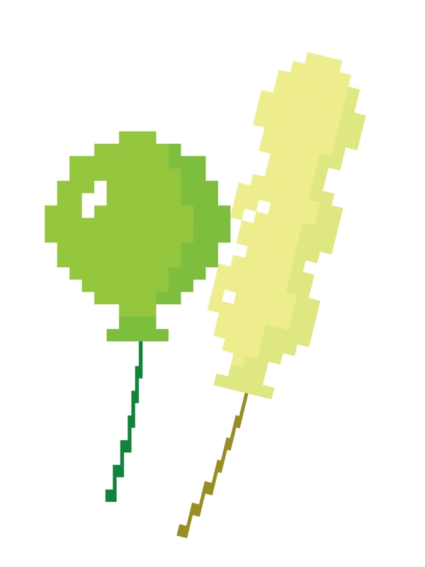 绿色的像素气球插画