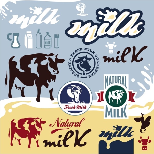 卡通奶牛牛奶图片