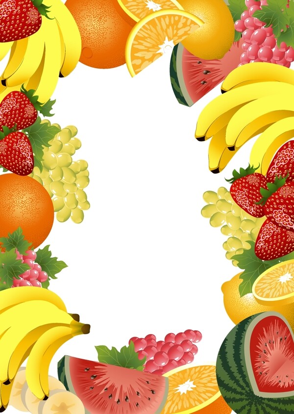水果及水果边框矢量素材