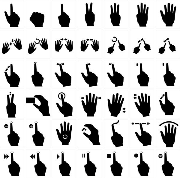 常用的指令的各种手势矢量素材