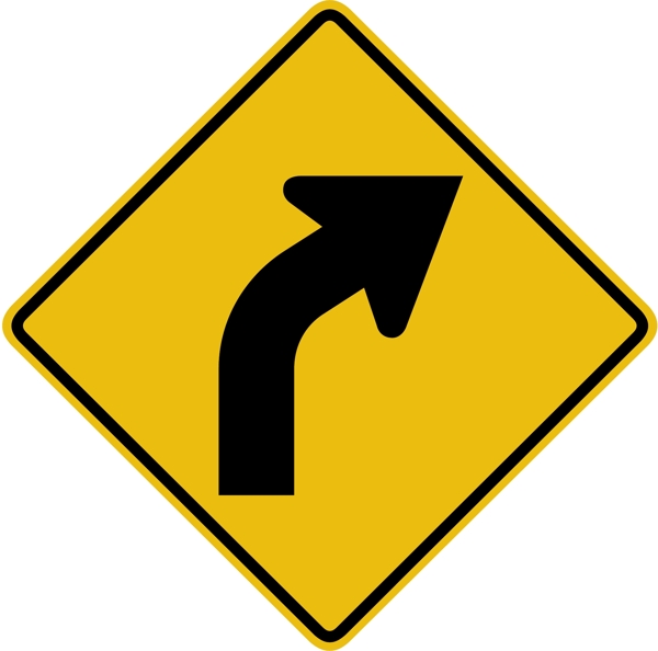 外国交通图标向右转弯缓弯