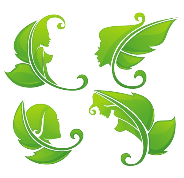 绿叶女孩环保logo