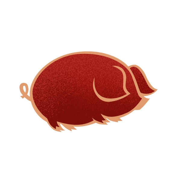 红色简约剪纸小猪设计