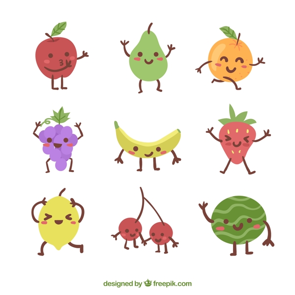 开心的水果人物表情图标
