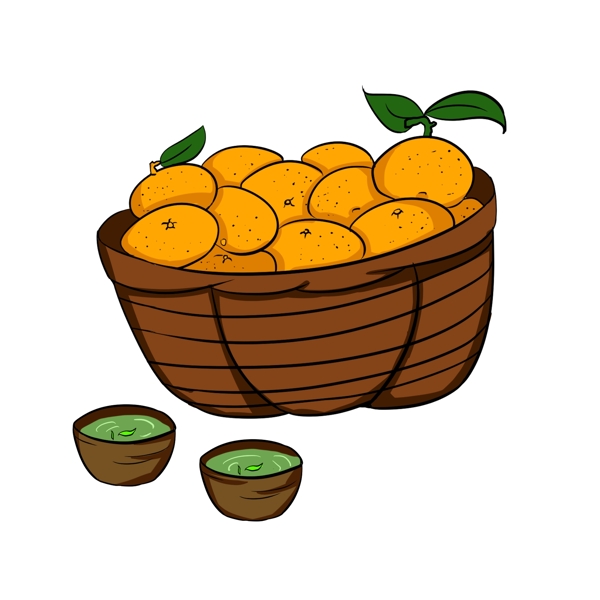 手绘美味水果柑橘插画