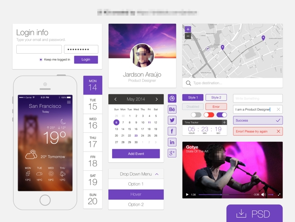 紫色网页UI界面设计素材
