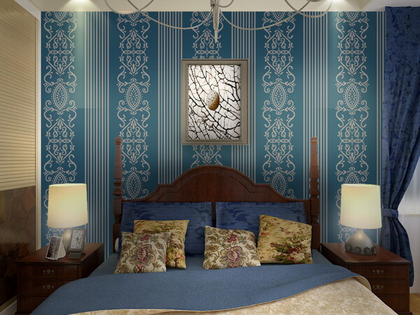 室内卧室蓝色设计