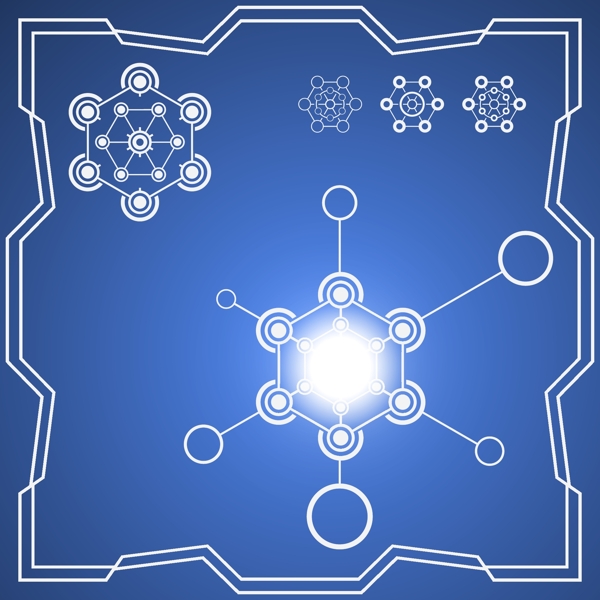 蓝色发光雪花棋盘形状矢量素材