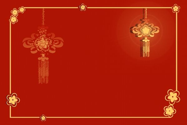 新年喜庆烫金创意红色中国结手绘背景边框