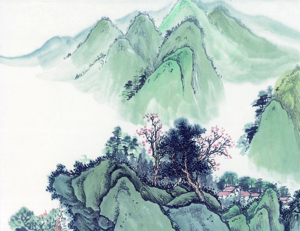 锦绣山河水墨画