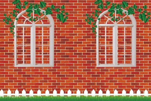 红砖背景装饰围栏