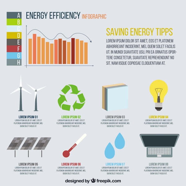 能源效率的信息图表元素