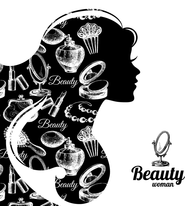 创意女性时尚化妆品插画