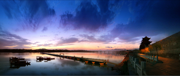 赣州浮桥夜景图片